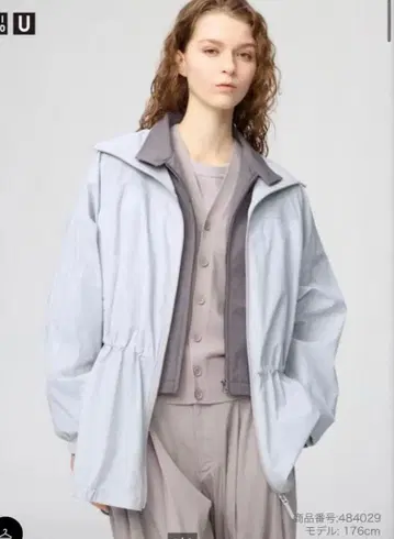 새상품 유니클로U UV컷 시어 오버사이즈 후드티 라이트 퍼플