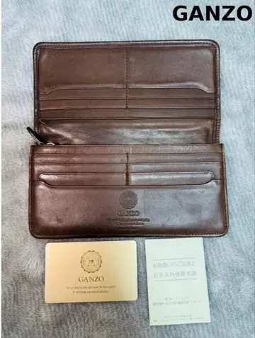 GANZO 장지갑 가죽 브라운 천연 가죽 중고