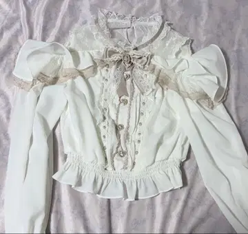 LIZ LISA 레이스 리본 블라우스 화이트