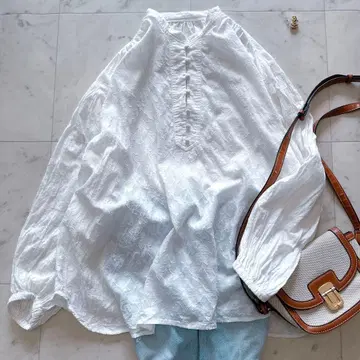 새상품급 저널 스탠다드 리룸 코튼 자카드 개더 블라우스