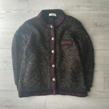 그런지 니트 가디건 네프 혼방 믹스 컬러