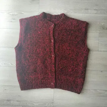 그런지 니트 가디건 믹스 컬러 루즈 실루엣