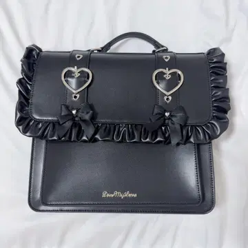 DearMyLove 유메텐보 두근거리는 하트 프릴 숄더 이타백 블랙