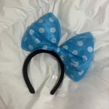 미니 빅 리본 머리띠 도트 스카이블루