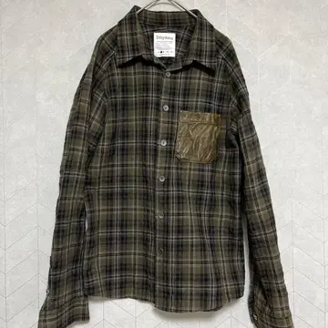 Dhyana. 디아나 오픈 카라 플란넬 셔츠 다크 마드라스 본 소가죽 2