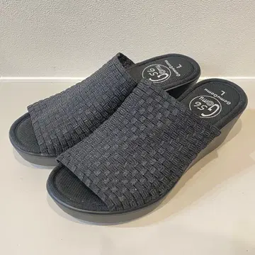 [컨디션 최상] Gomu56 뜨개질 웨지 샌들 컴포트 샌들 블랙 L