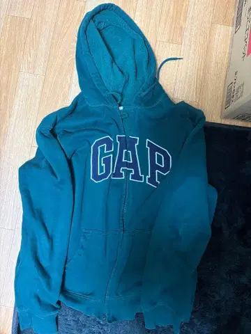 90s GAP 다크 그린 집업 후드티 L