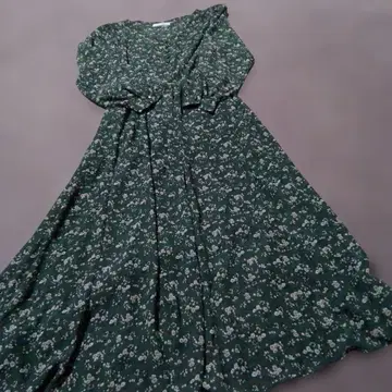 BACK NUMBER 플라워 프린트 긴팔 롱 원피스