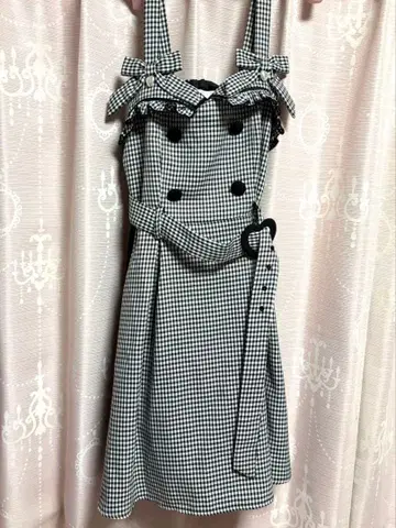 리즈리사 LIZLISA 하운드투스 체크 패턴 원피스 오버롤 스커트