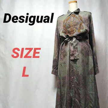 Desigual 데시구알 롱 셔츠 원피스 카키 L