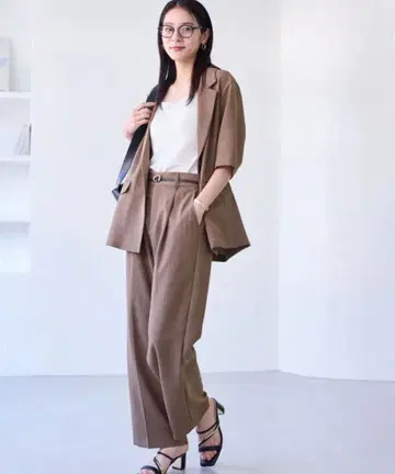 VIS 원턱 와이드 슬랙스 팬츠 카키 계열