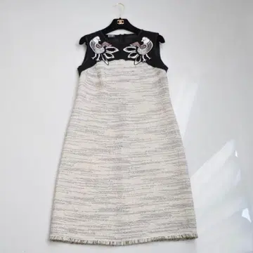 PF 파올라 프라니 트위드 절개 원피스 봉황 자수