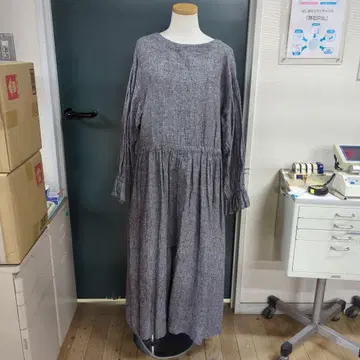 사만사 모스모스 뒷 리본 긴팔 롱 원피스