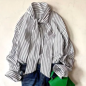 미사용급 저널 스탠다드 워셔블 보타이 빅 셔츠 스트라이프 최근