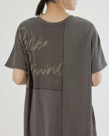 2way 와플 콤비 컷 롱 원피스 차콜 5500엔