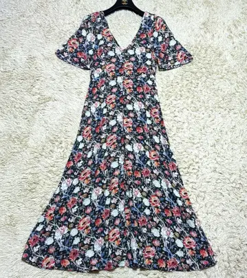 ZARA 꽃무늬 A라인 반팔 롱 원피스 레이온 자라