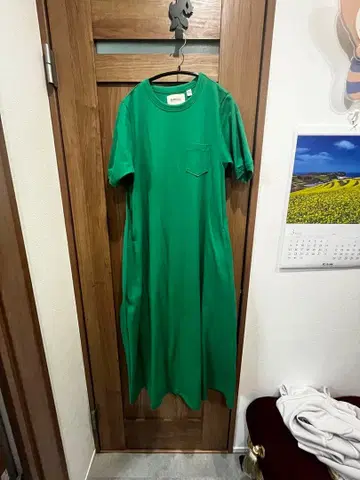 BEAMS BOY 그린 티셔츠 원피스 반팔