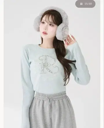 다리치 Darich 비쥬 플라워 리브 니트탑 SAX 색스