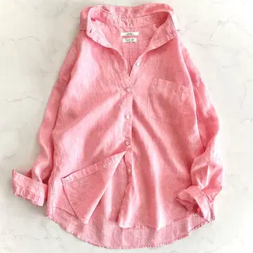 저널 스탠다드 리룸 프렌치 린넨 셔츠 린넨 100% 핑크 빅