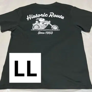 PEANUTS 스누피 바이크 할리 반팔 T셔츠 LL