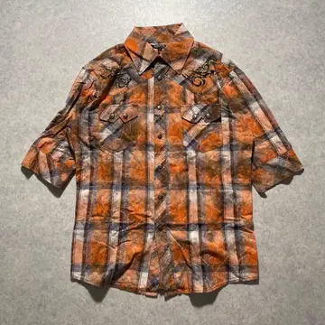 y2k in the attic 그런지 자수 웨스턴 체크 셔츠 오빠