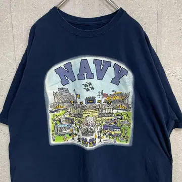 NAVY 미군 마린 스타디움 아트 프린트 T셔츠 2XL 정도