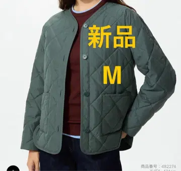 새상품 유니클로 퍼프 테크 노카라 자켓 올리브 M사이즈