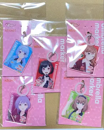 뱅드림 라운드 원 한정판 엄브렐라 마커 리사 미야 란 카논 아모