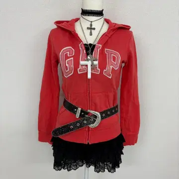 y2k GAP 후드티 그런지 헤이세이 갸루 오렌지 스팽글 로고