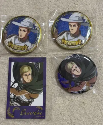 진격의 거인 엘빈 캔뱃지 폴라로이드풍 카드 세트