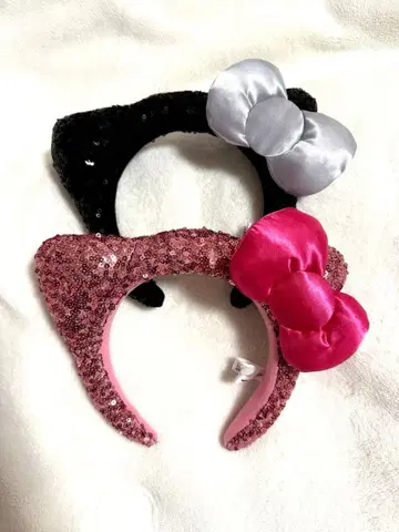 USJ 키티 머리띠 (블랙 핑크) 2개 세트