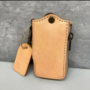 5연 가죽 키케이스 스마트 키케이스 키링 베이지 천연 가죽 소가죽