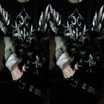 고딕 크로스 프린트 레이어드 스타일 롱 슬리브 T셔츠 블랙