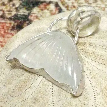 아쿠아 마린 고래 꼬리 실버 925 펜던트