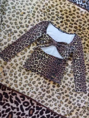 베이비슈프 레오파드 무늬 상의 헤이세이 y2k 갸루 그런지 롱티