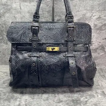 Sun Remy 켈리 핸드백 블랙 가죽 엠보싱 가공 숄더백