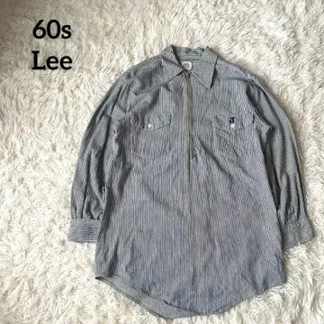 [ 60s 레어 ] Lee 히코리 하프 지퍼 워크 셔츠 USA제 M