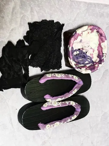 보라색 유카타 일본 나막신 등 세트 판매