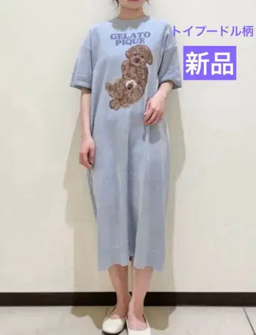 [ 새상품 ] 젤라또피케 도그 자카드 원피스 토이 푸들 패턴