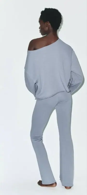 zara 그레이 오프숄더 맨투맨 셋업