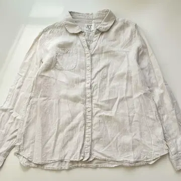 애프터눈 티 리빙 면린넨 둥근 카라 셔츠 블라우스 린넨 긴팔 미색