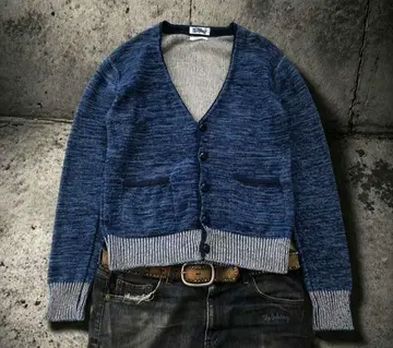 멜란지 Y2K 그런지 가디건 네이비