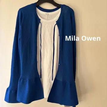 새상품 미라 오웬 여성 탱크 리본 페플럼 니트 SET 블루