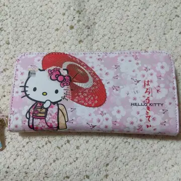 키티 장지갑 벚꽃 일본식 우산 산리오