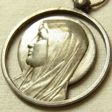 m6250 프랑스 앤티크 성모 마리아 시스루 메달 30mm 프랑스