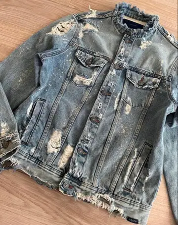 ZARA 자라 데님 자켓 크러쉬 그런지 데미지 가공