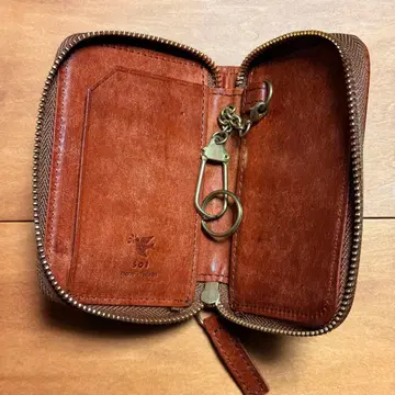 sot 푸에블로 가죽 라운드 지퍼 키케이스 브라운