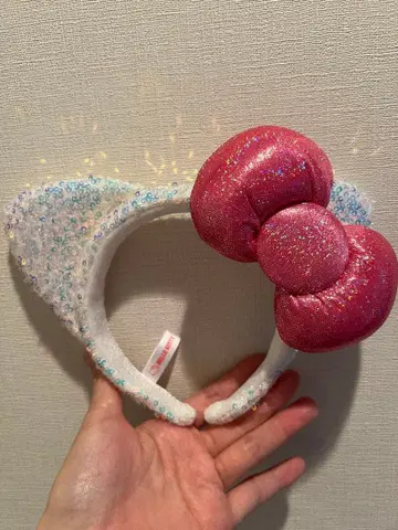 키티 글리터 머리띠