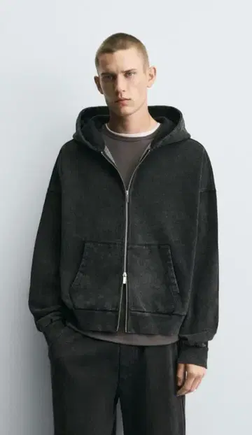 ZARA 워시 가공 지퍼 사양 후디