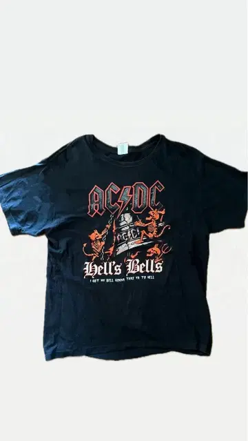 AC/DC Hell's Bells 티셔츠 XL 블랙 밴드 티
